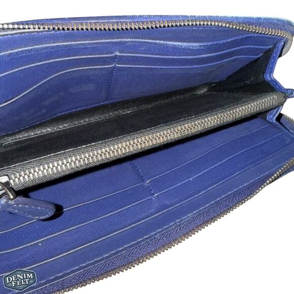 Bottega Veneta Turquoise/Navy Long Zip-Around Leather Continental Wallet 💙RARE - Picture 8 of 12